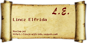 Lincz Elfrida névjegykártya
